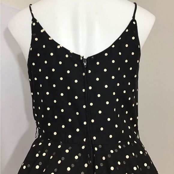 Vintage 70’s ILGWU Black Slip Dress Spaghetti Strap Midi Polka-Dot Size 9-10 - Picture 7 of 13